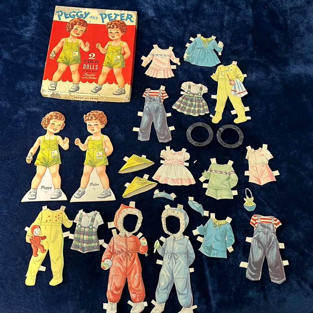 VTG Peter and Peggy Dolls with Paper Clothes